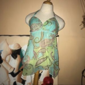 Groovy 70s vintage halter top 💚💙